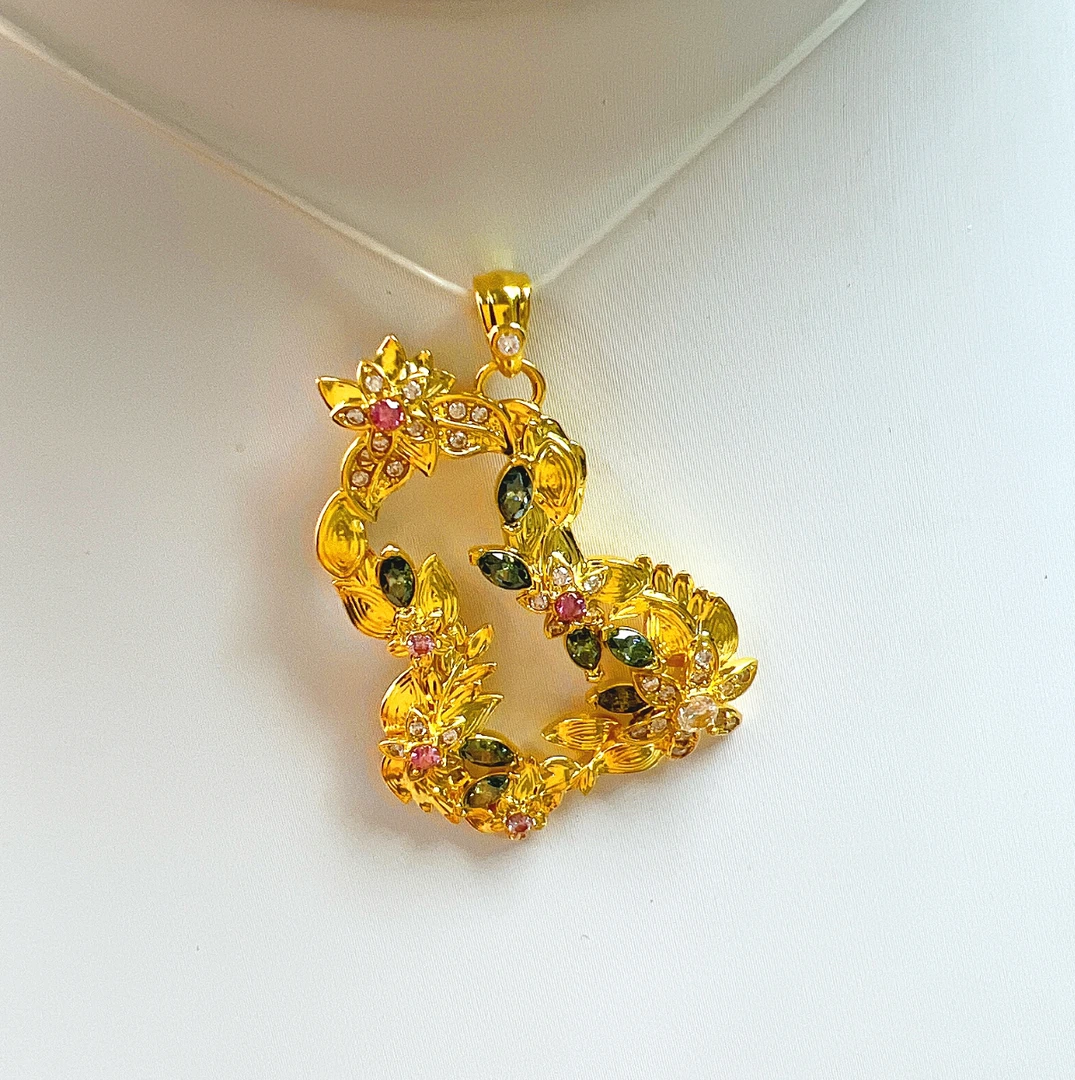 5D足金999 镶嵌花枝大葫芦挂坠 附加费328