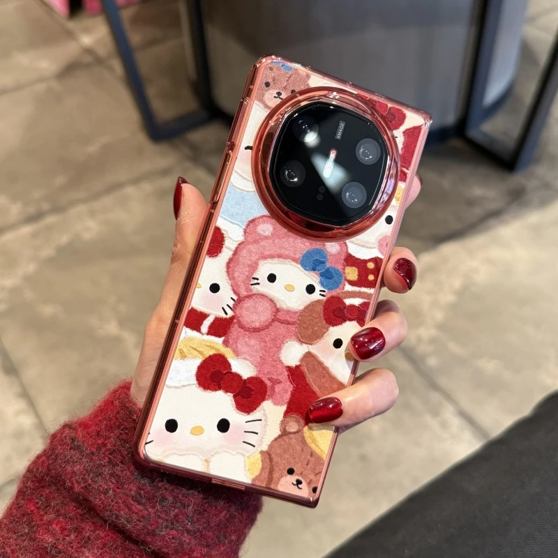 适用华为matex6手机壳折叠屏典藏版保护套轻薄新款透红蝴蝶结猫咪