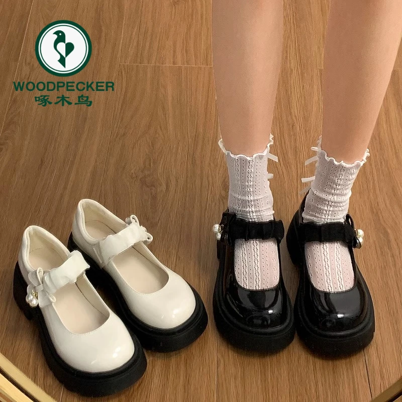 啄木鸟厚底玛丽珍小皮鞋女2025春季新款百搭英伦风复古JK单鞋子女