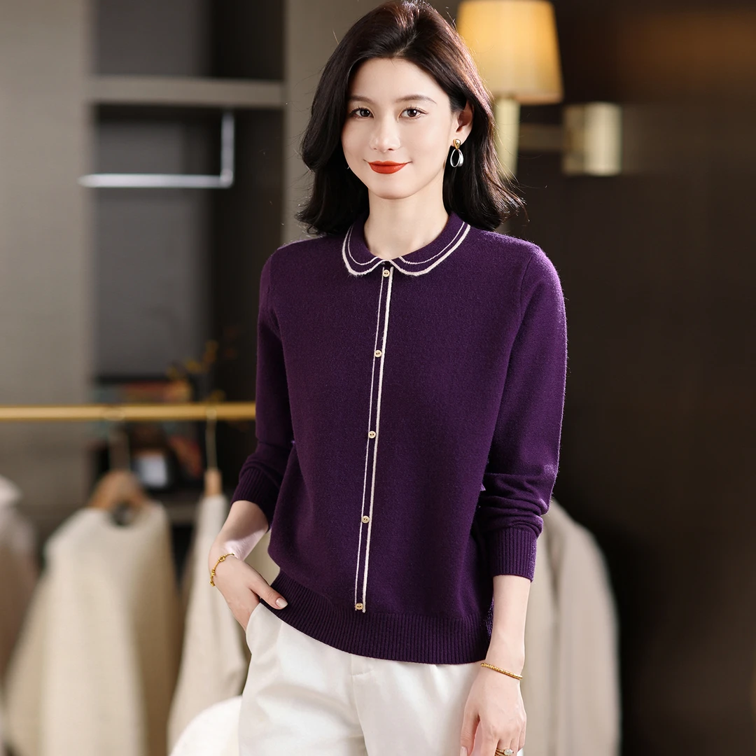 娃娃领毛衣女秋冬2025新款洋气宽松大码高级感针织打底套头小衫潮
