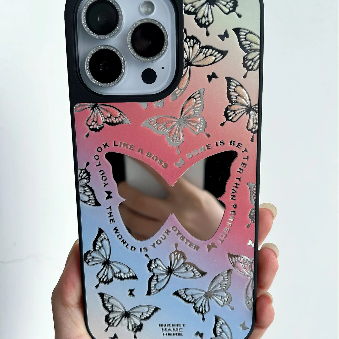 CASEFY.蝴蝶系列最新3D滴胶彩粉图案立体镜面磁吸防摔手机壳17pm