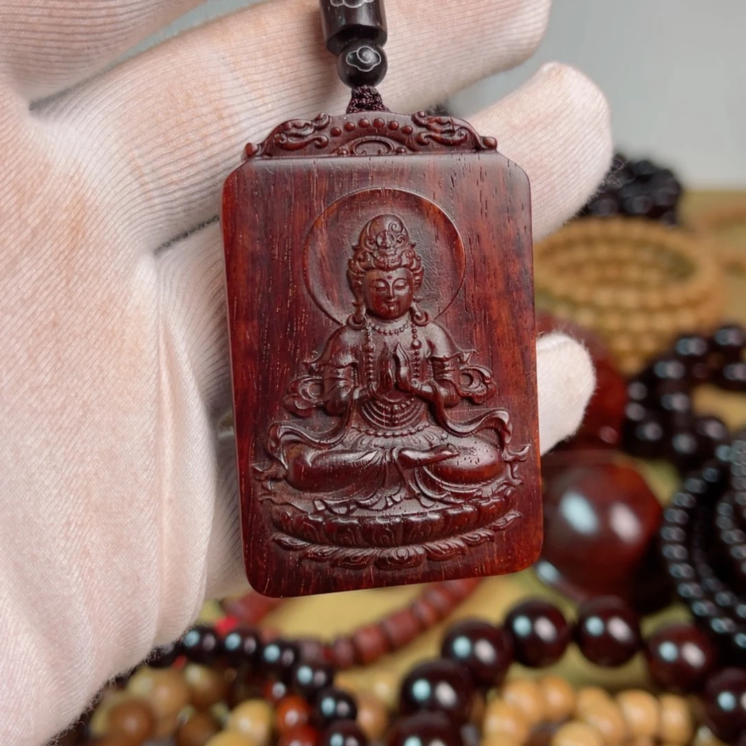 小叶紫檀吊坠461观音佛牌满金星