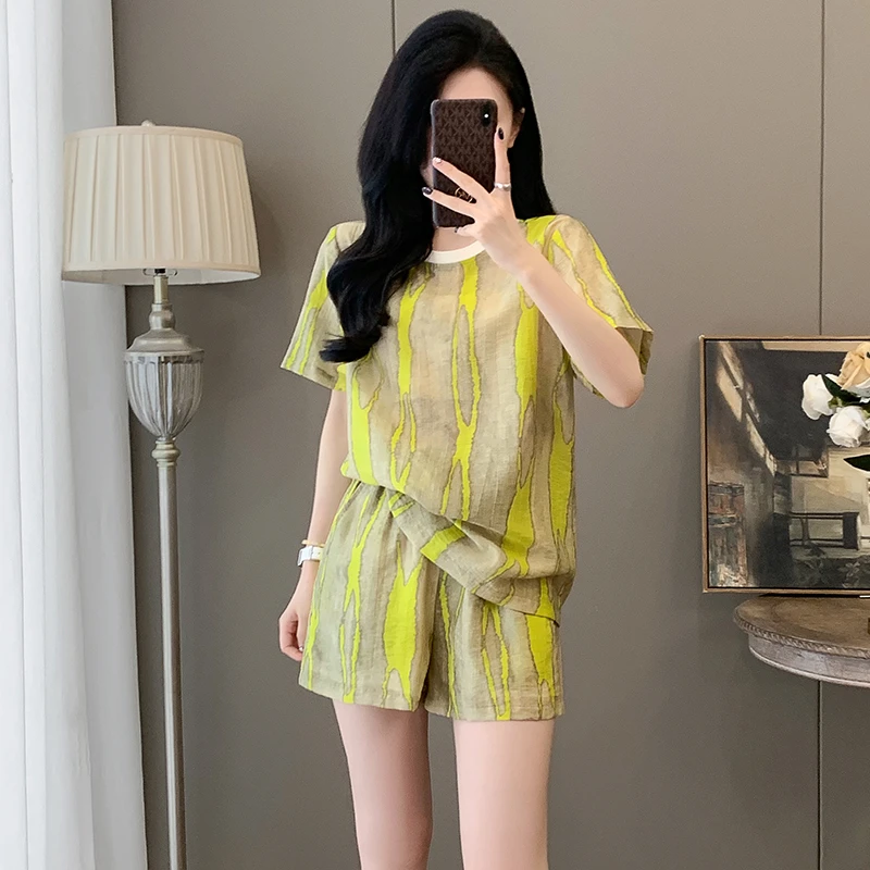 欧货休闲运动套装女夏季2025新款宽松薄款时尚洋气短袖短裤两件套