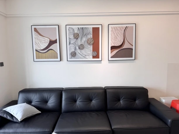 现代简约轻奢时尚侘寂风沙发背景画皮革微雕肌理画3d立体