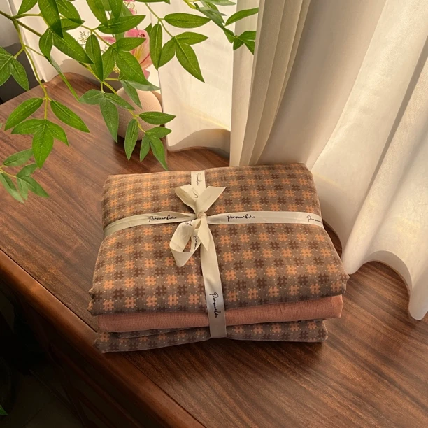 秋冬轻奢款四件套（西里）复古柔软简约格子产品套件