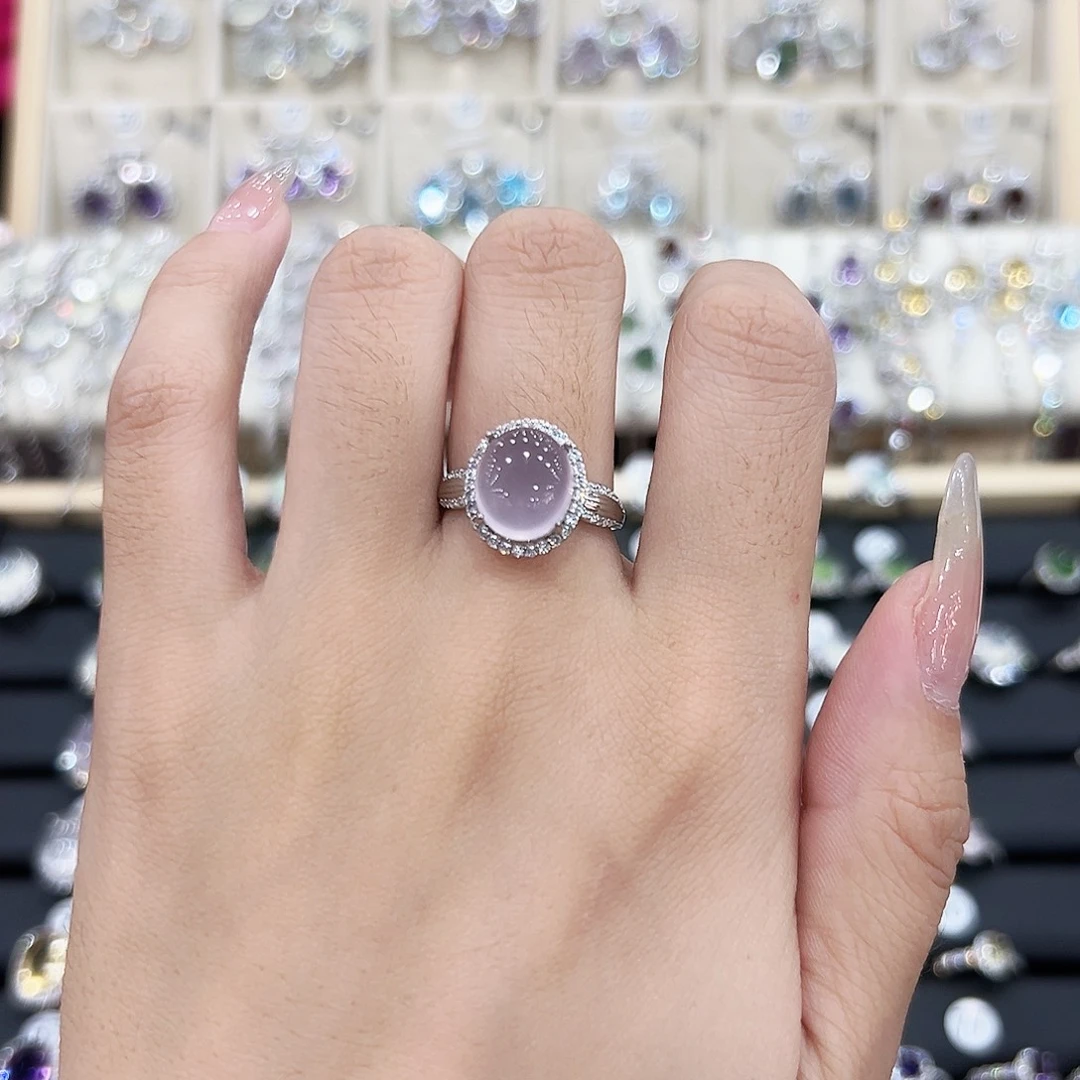 银S925镶嵌岫玉戒指