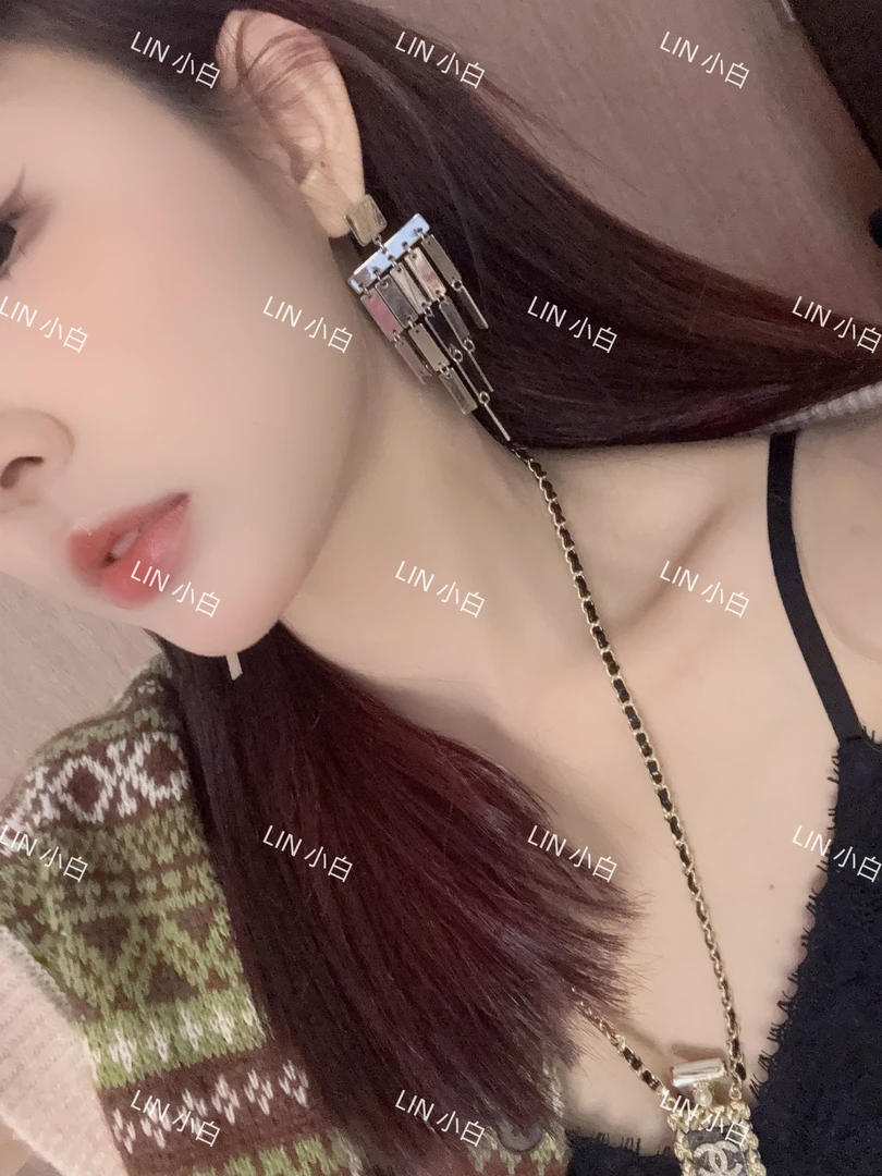 钛钢耳饰 LIN  小白几何流苏耳环女复古小众拼接方形耳坠