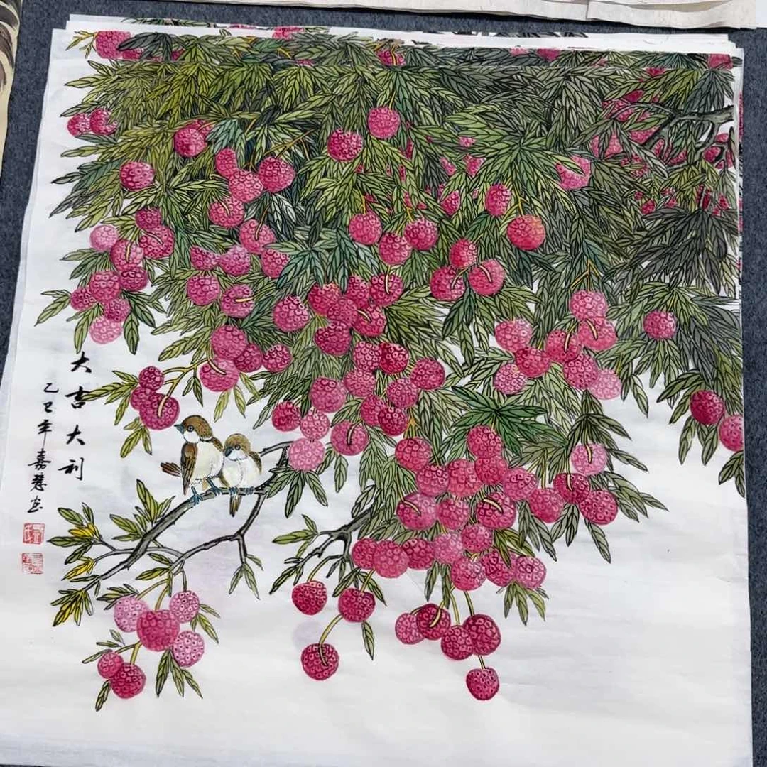 国画尺寸70X70手绘作品