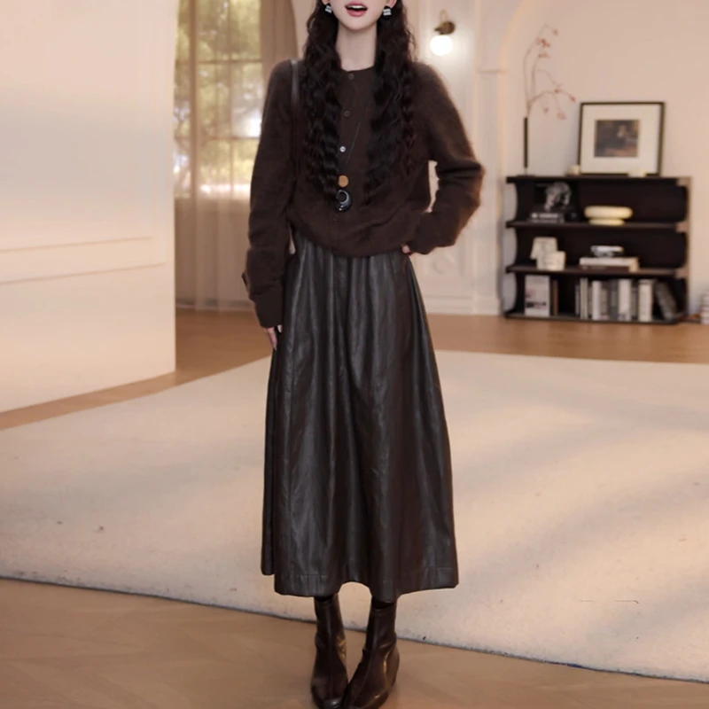 韩版休闲风高腰半身裙女2025年秋季新款时尚洋气百搭休闲裙子女