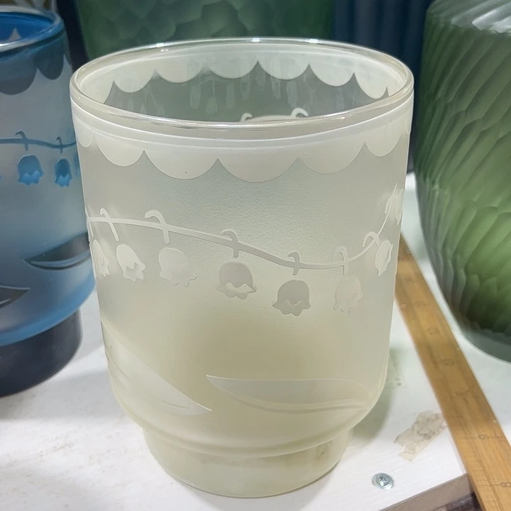 手工艺品琉璃黄色砂雕花瓶花器高20口13