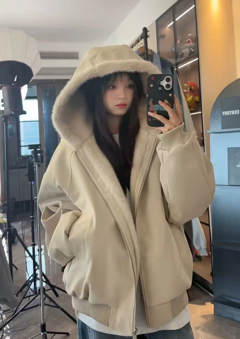 荔枝纹皮1500G连帽座山雕PU皮外套男女冬季加绒加厚皮衣毛领棉衣