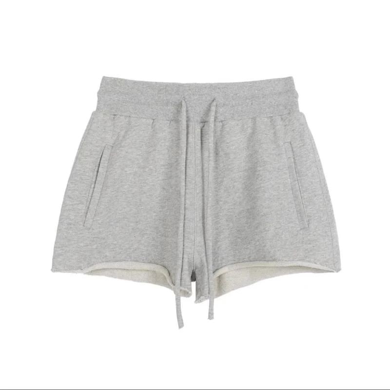 大码韩版高腰抽绳休闲裤女年夏季新款时尚百搭卷边短裤阔腿裤