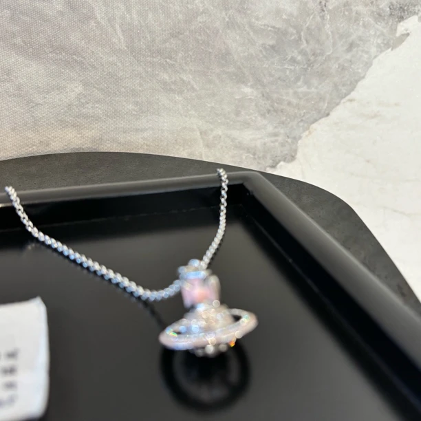 铜合金项链 粉白立体地球项链XL3308