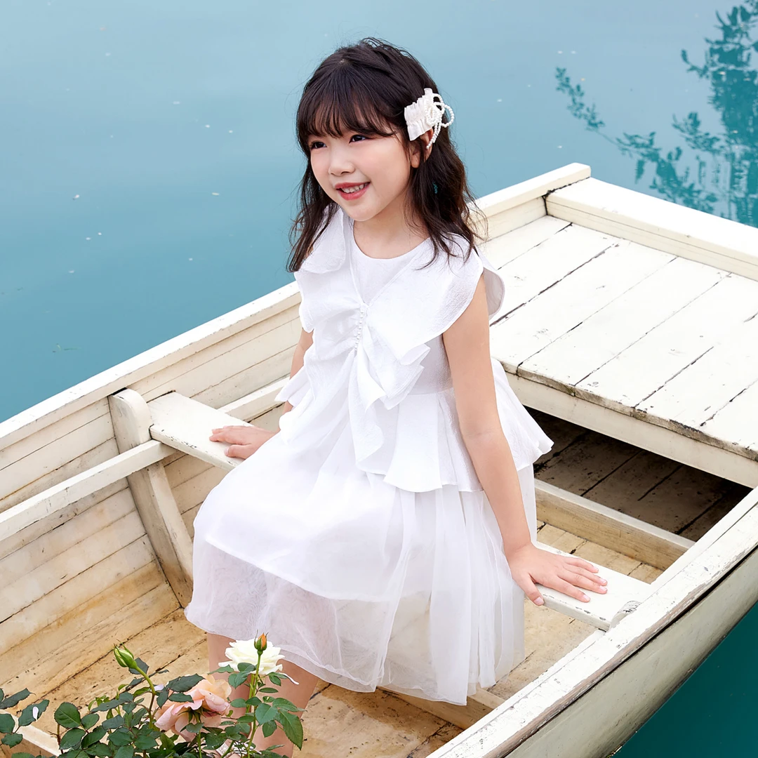 男生女生女童宝宝纱裙泡泡裙夏季透气白纱裙童装女小童短袖连衣裙