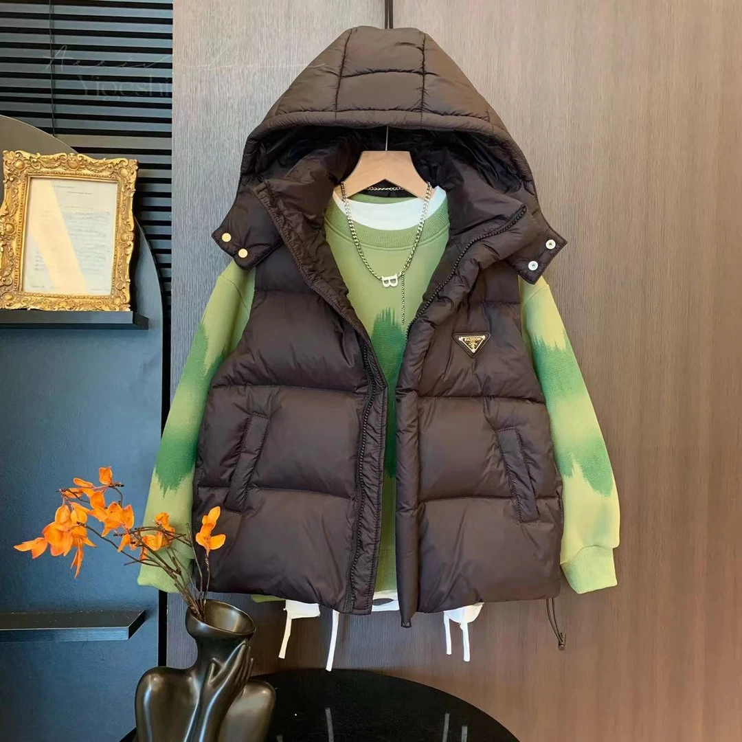 【现货】羽绒马甲90白鸭绒时尚韩版宽松保暖加厚羽绒马甲YG4199