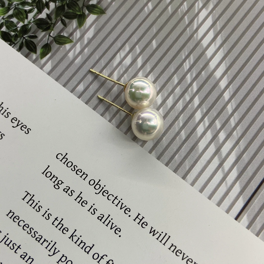 （轻奢款）海水akoya珍珠【7.0-8.0小灯泡】极强光18K素钉