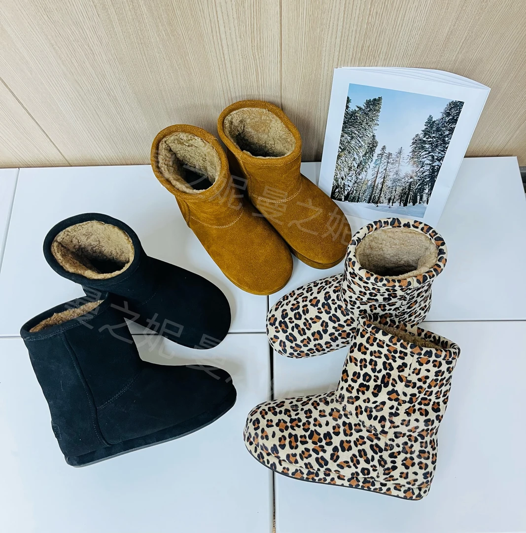欧货时尚加绒加厚保暖豹纹雪地棉女2025冬新款抗寒东北防滑雪地靴