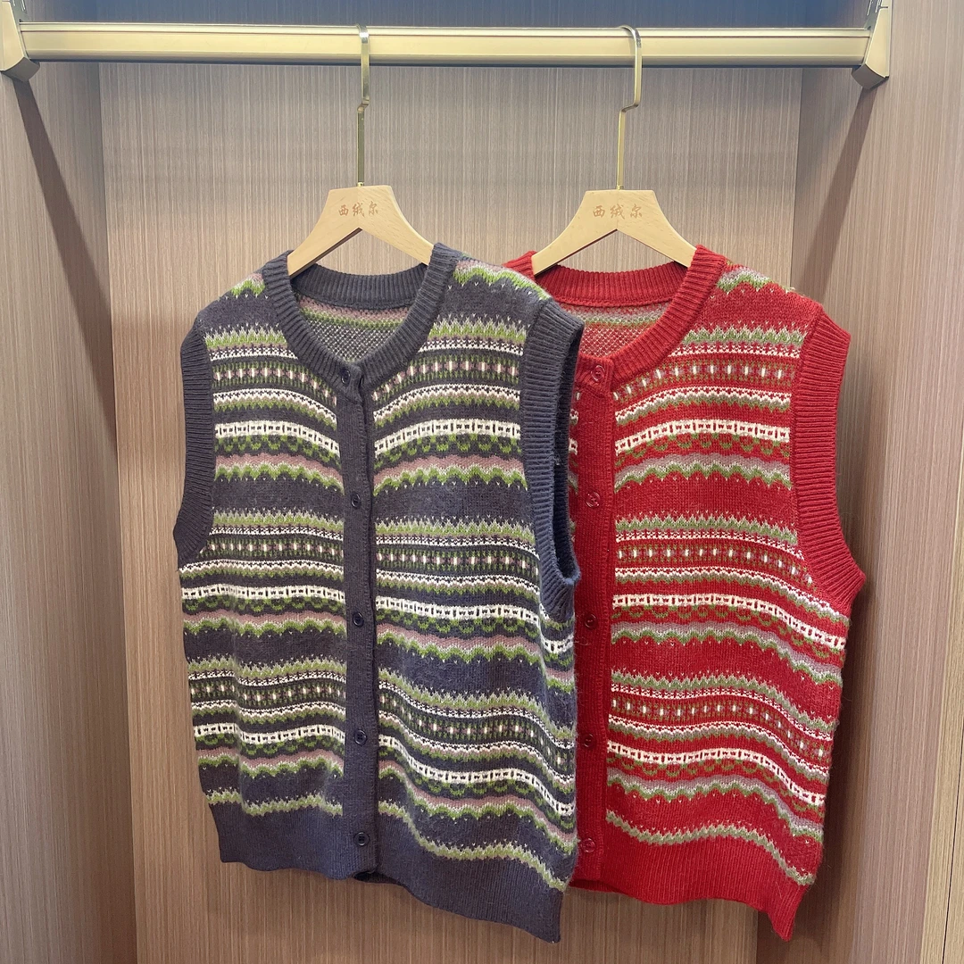 【西绒尔      品牌高货 】秋冬新款提花亮片无袖圆领时尚马甲CX189