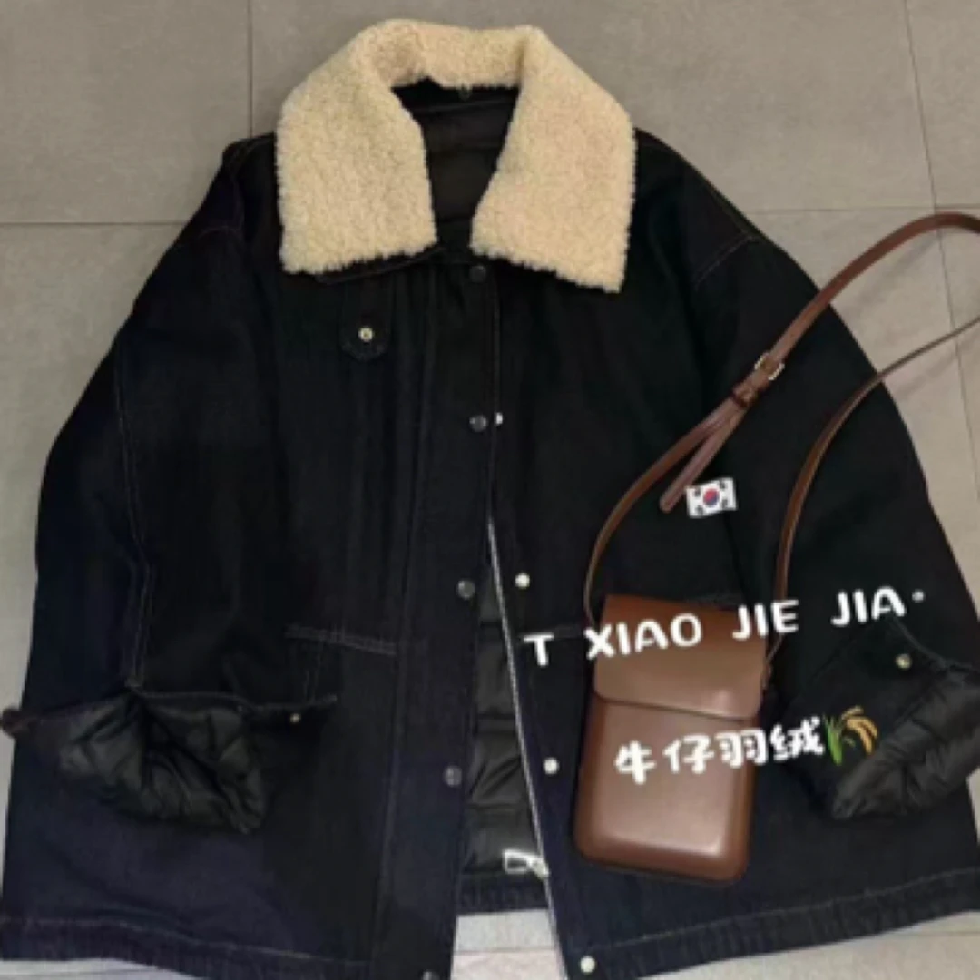 纯色常规单排扣棉服加绒时尚冬季短款保暖翻领潮流毛领百搭