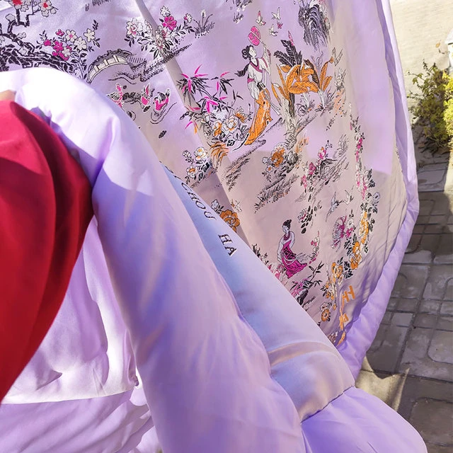 老式被子丝绸绸缎棉被传统锦缎被套手工棉花结婚被面古代被子手缝