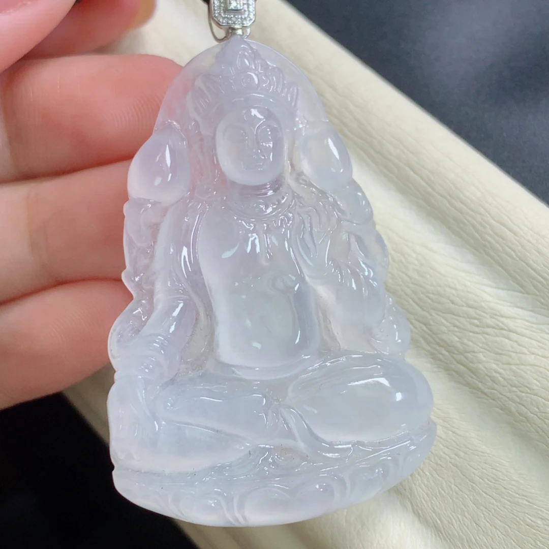 翡翠18K金镶嵌颈饰度母