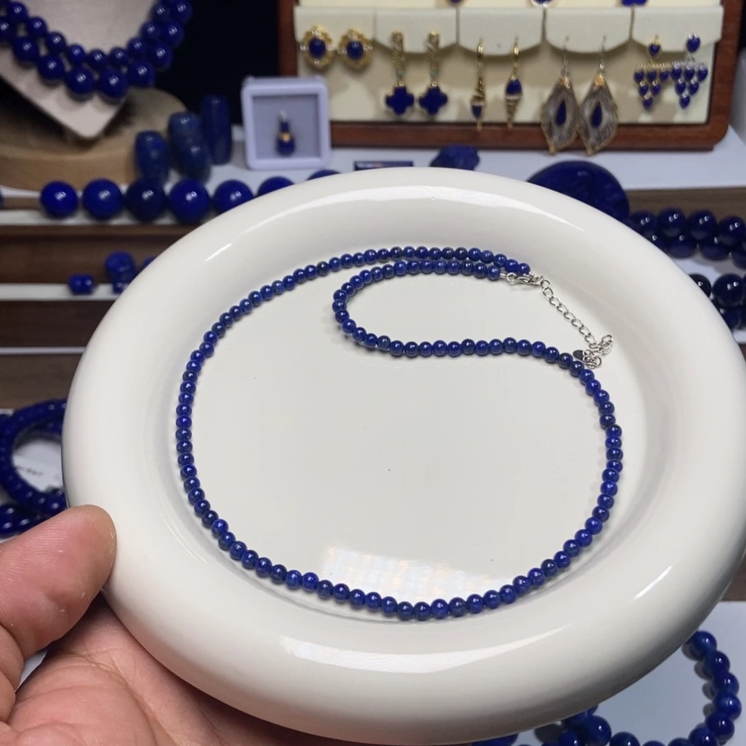 青金石银S925镶嵌福利 天然 锁骨链 45cm3+