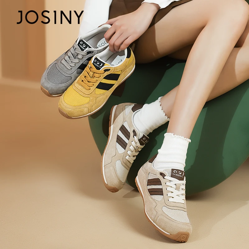 卓诗尼拼色复古德训鞋2025春季新款休闲时尚百搭网面透气休闲鞋