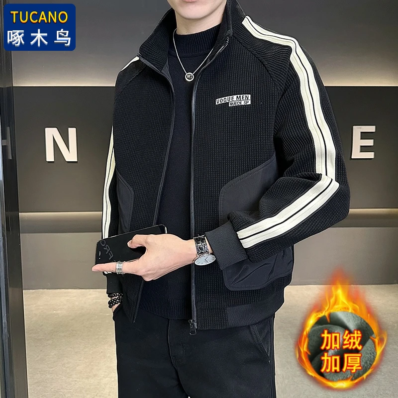 啄木鸟TUCANO/翻领pu皮夹克外套男2025秋季新款短款痞帅皮衣休闲