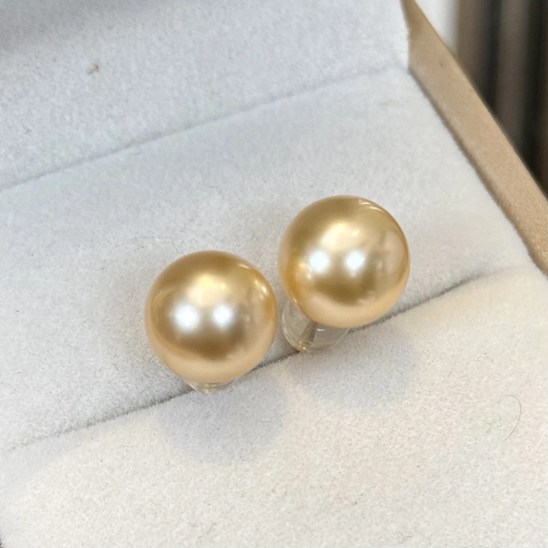【珍珠姐专属】南洋金珠10-11mm正圆无暇耳钉