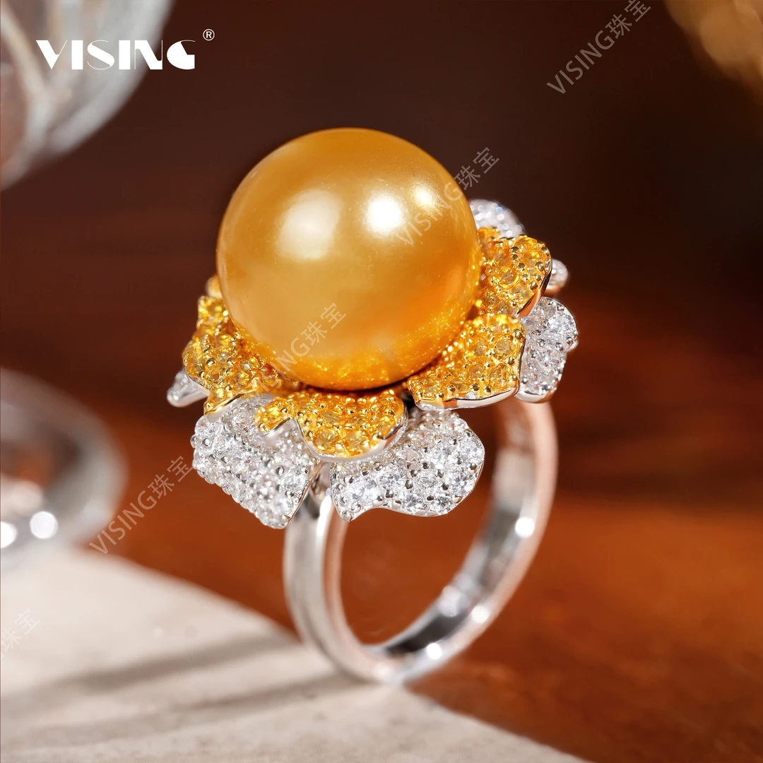 925银合成锆石戒指 VS 金贝珠戒指手饰国风新中式 25010702K