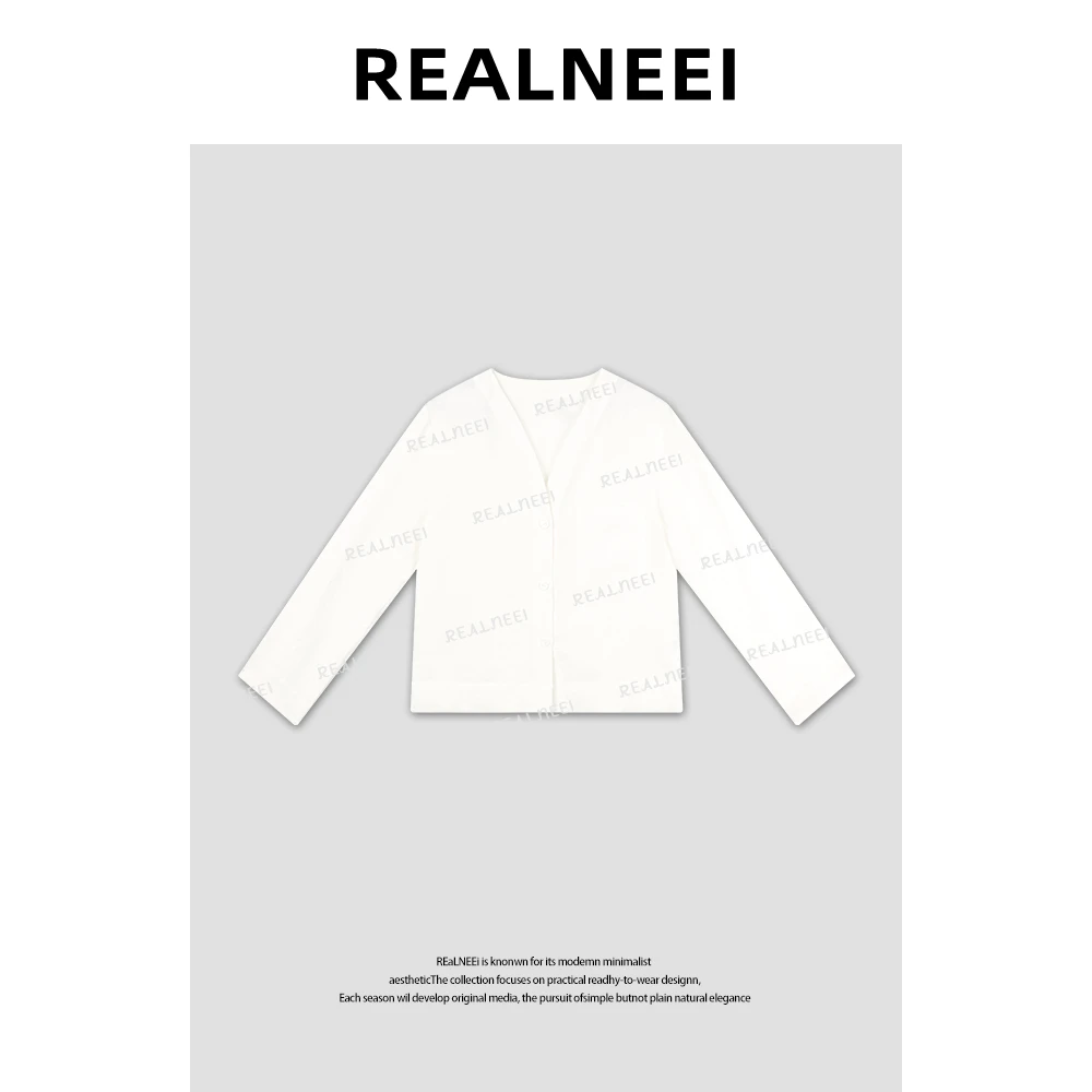 【于塞城堡】“99%亚麻防嗮衣”老钱风白色透气百搭V领外套21465