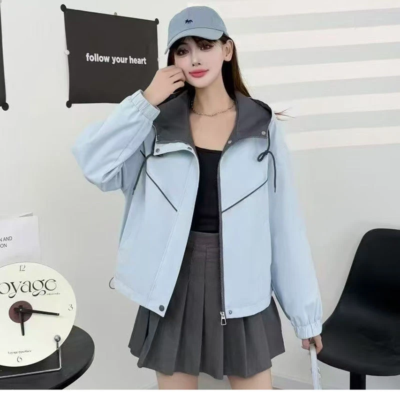 冲锋衣短款外套百搭休闲连帽韩版宽松显瘦春季新款夹克