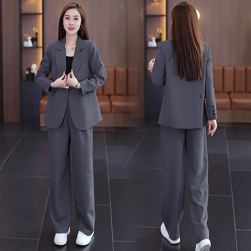 早秋休闲西服套装女2025春秋季新款韩版职业西装外套阔腿裤两件套