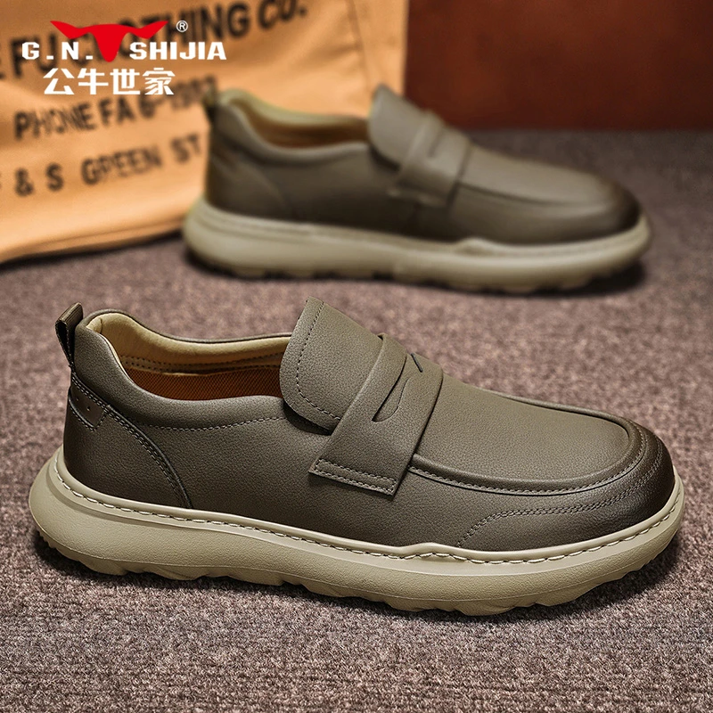 公牛世家春季男士时尚休闲鞋工作日常休闲鞋子男上班软底透气男鞋
