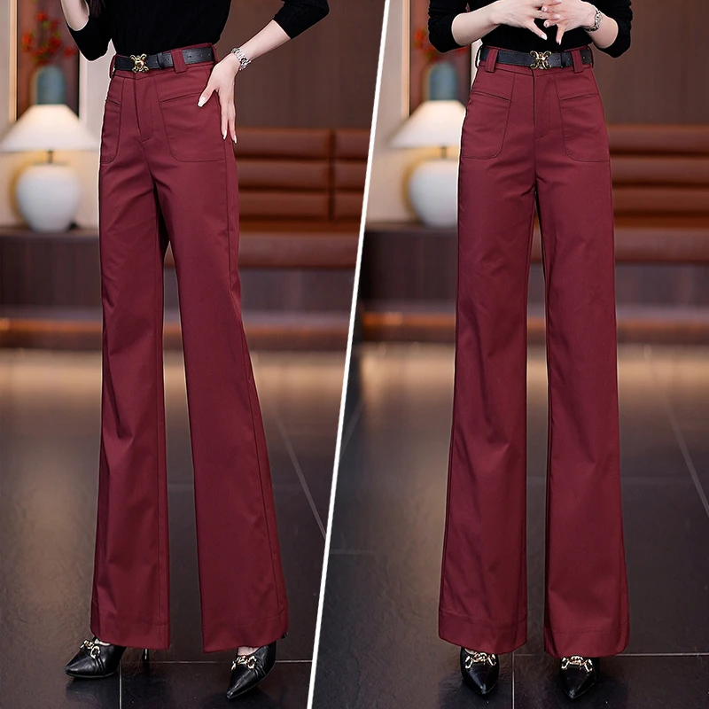 高级感裤子女2025新款爆款秋季微喇裤郑州女裤高端品牌西装阔腿裤