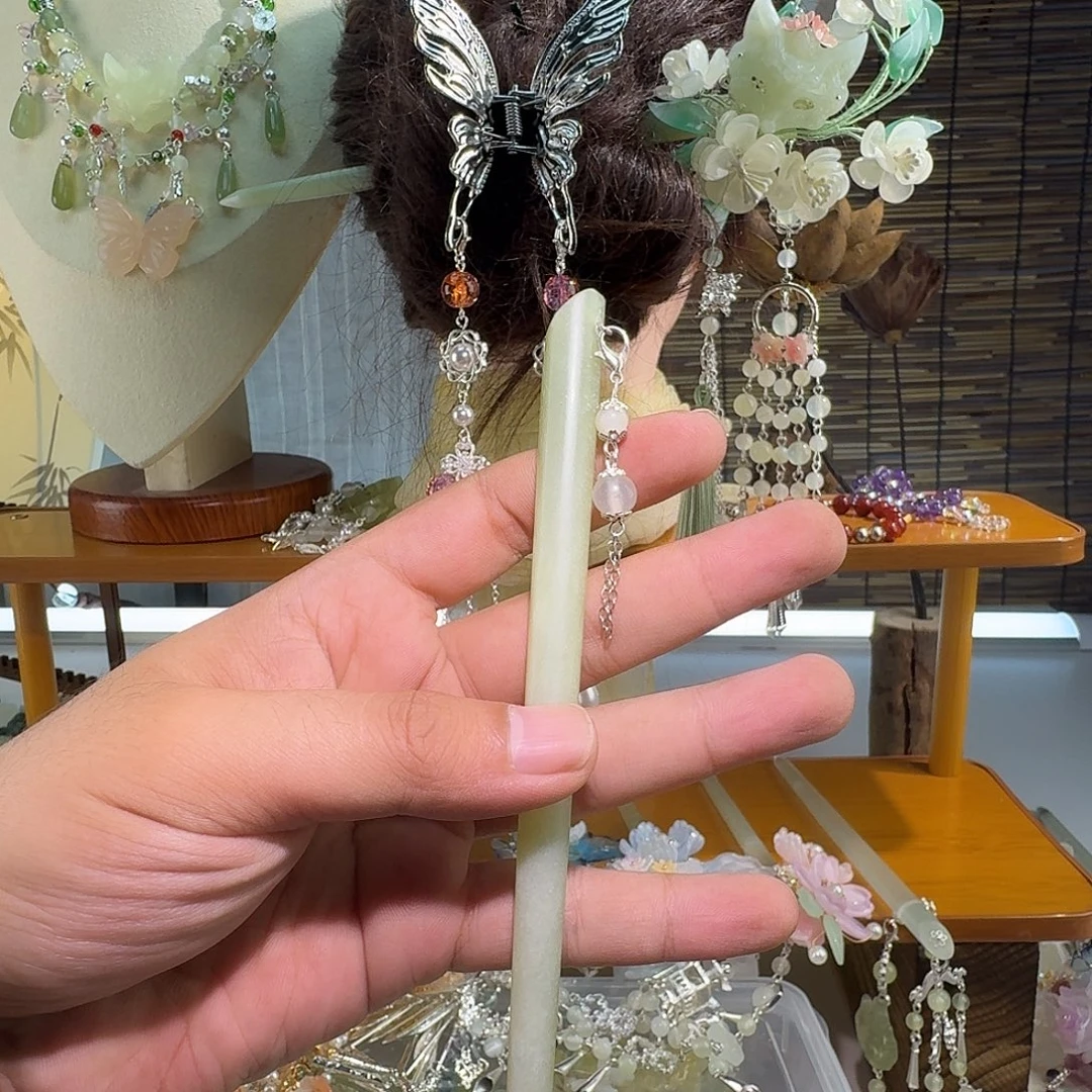 蛇纹石玉合金发饰