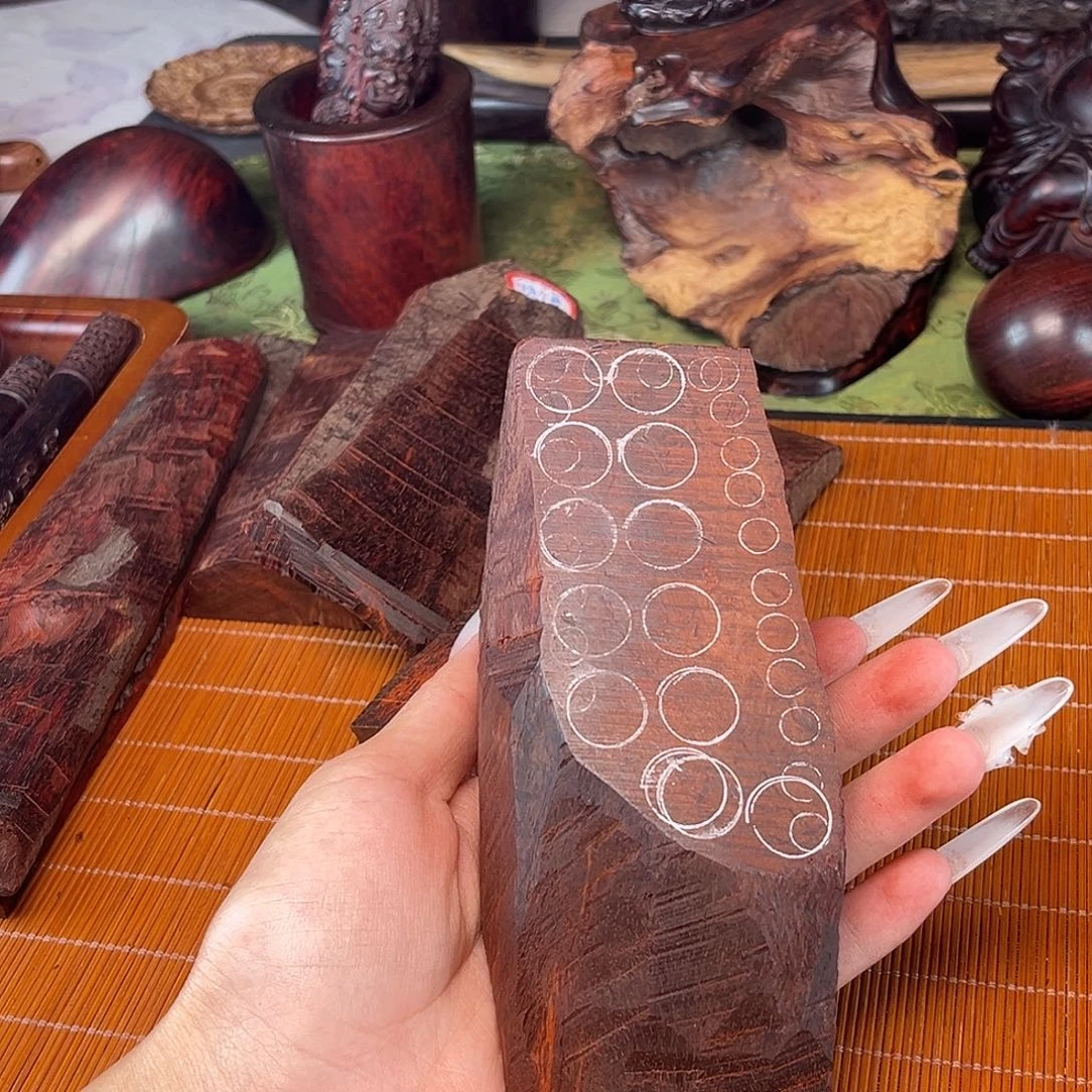 檀香紫檀（小叶紫檀）满牛毛纹带细星火焰纹可开2.0单圈