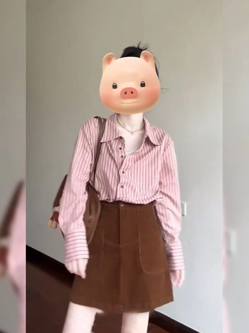小个子条纹衬衫穿搭一整套2025年入秋新款高级感爆款时尚套装女装