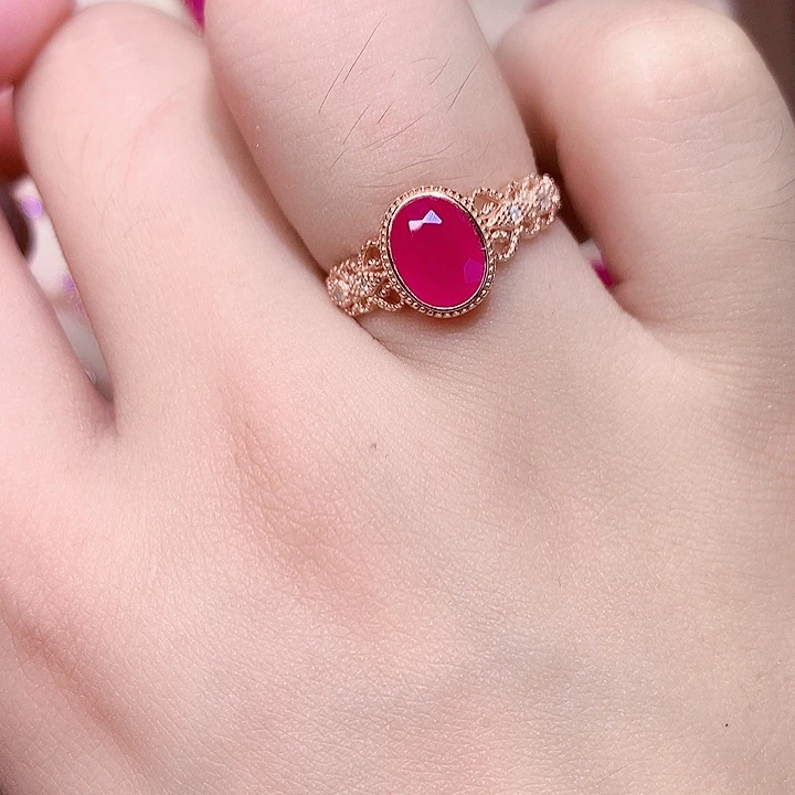 红宝石戒指银S925镶嵌