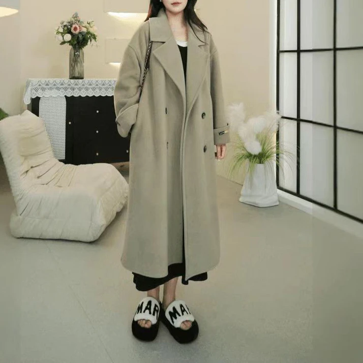 晨晨【集合】秋冬新款双面绒大衣女中长款宽松加厚毛呢外套过膝百搭