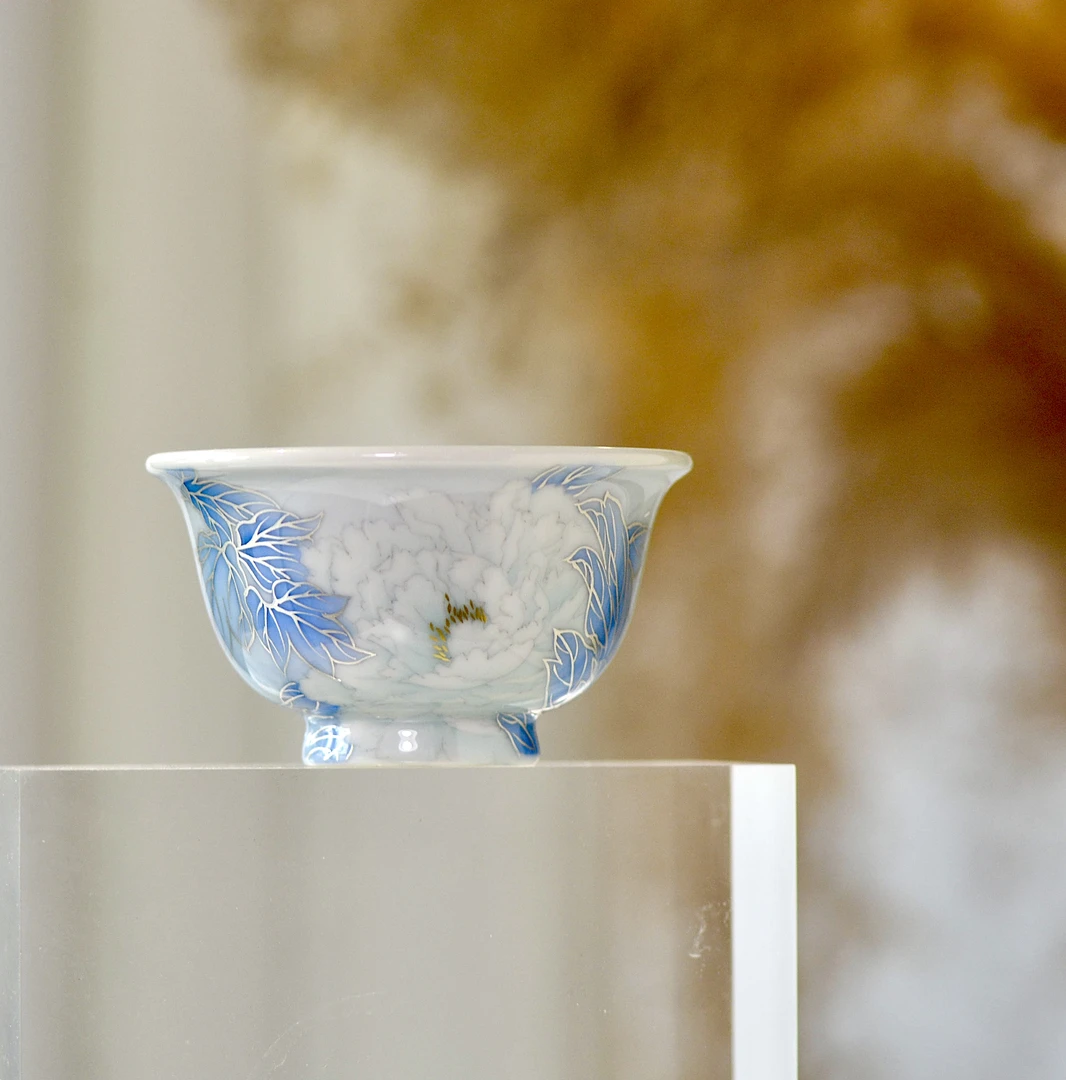 小谦堂   东方美人玉白中号压手杯  饮茶品茗茶具茶道银XQT1808