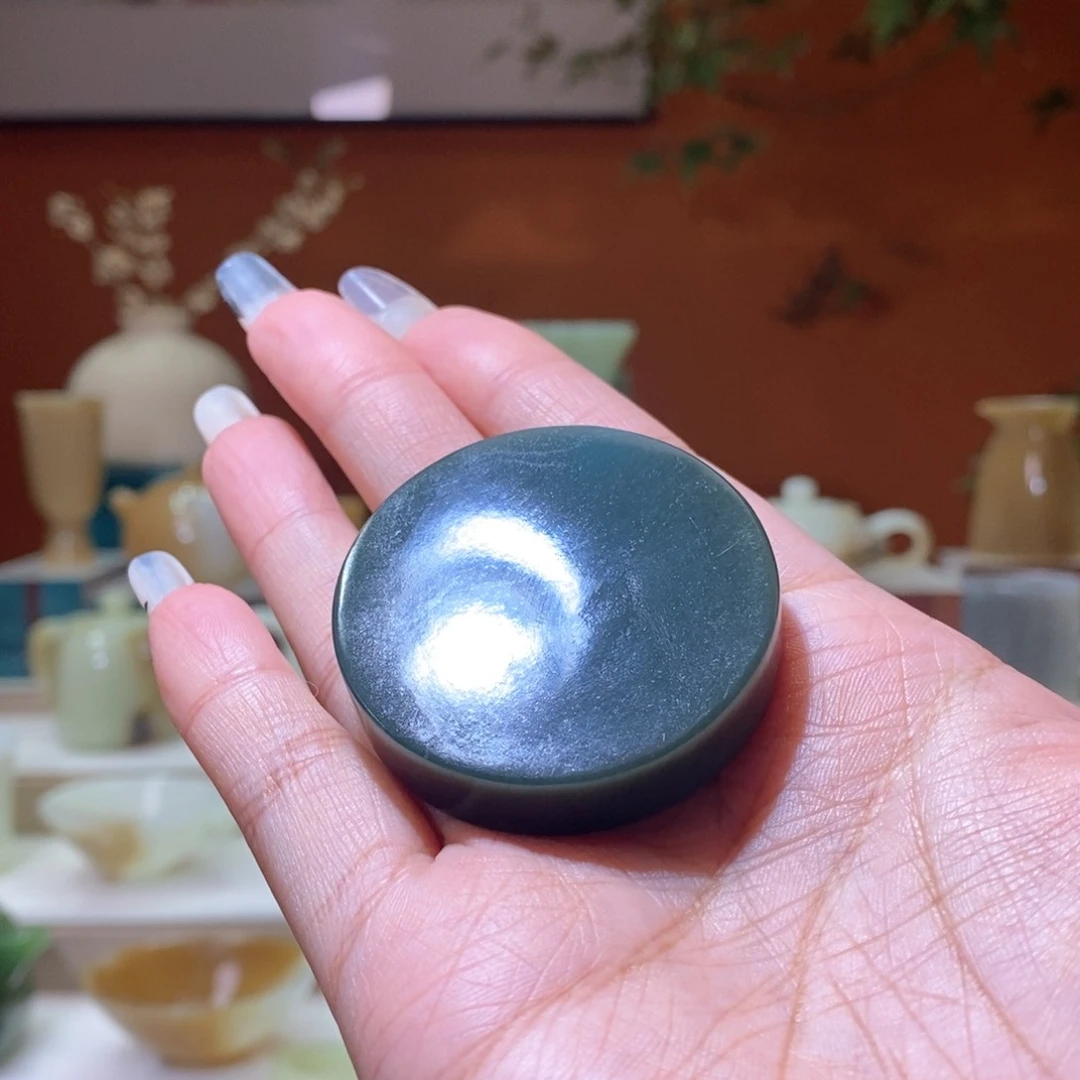 未镶嵌和田玉挂件青玉厚杯垫