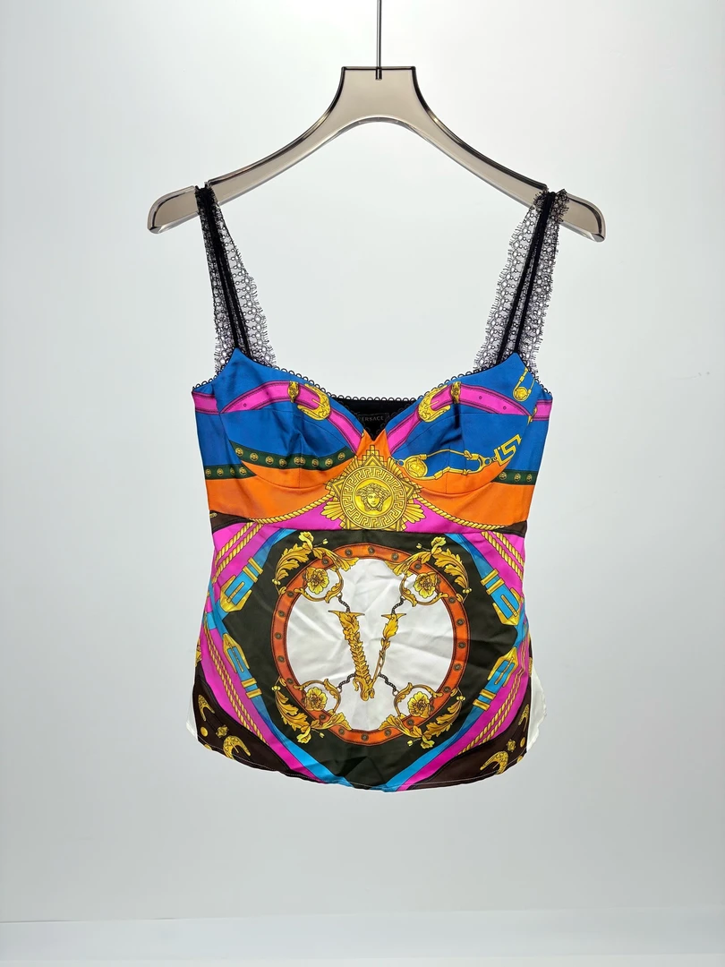 99新 VERSACE/范思哲 VERSACE范思哲秀款真丝吊带 背心 42码13472