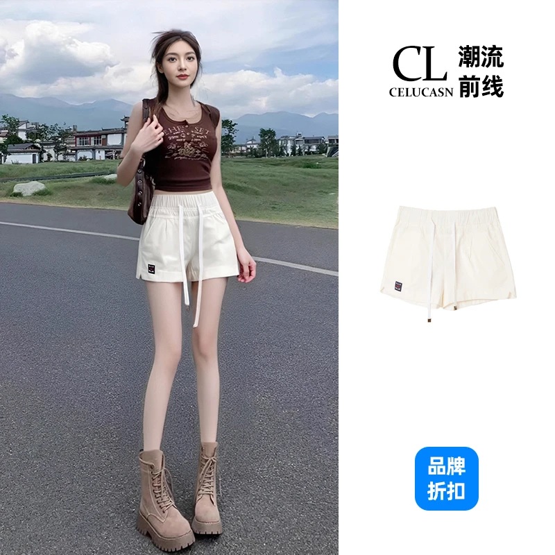 HAJF1806#夏季新款潮流女士短裤时尚纯色休闲百搭