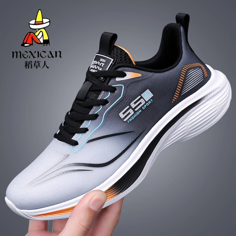 Mexican/稻草人春夏季男鞋运动鞋轻便透气休闲网面软底减震跑步鞋