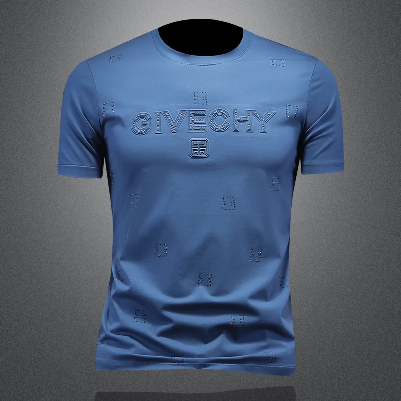 印花半袖丝光时尚圆领T恤高档夏季百搭短袖潮流休闲打底衫薄款