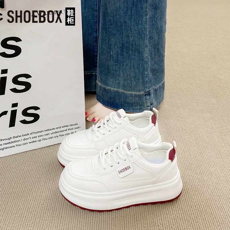 SHOEBOX鞋柜厚底小白鞋女2025春夏新款时尚百搭防滑运动休闲鞋
