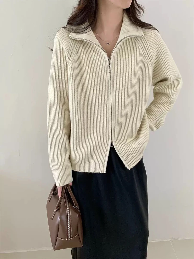 半高领拉链开衫休闲外套女 8364