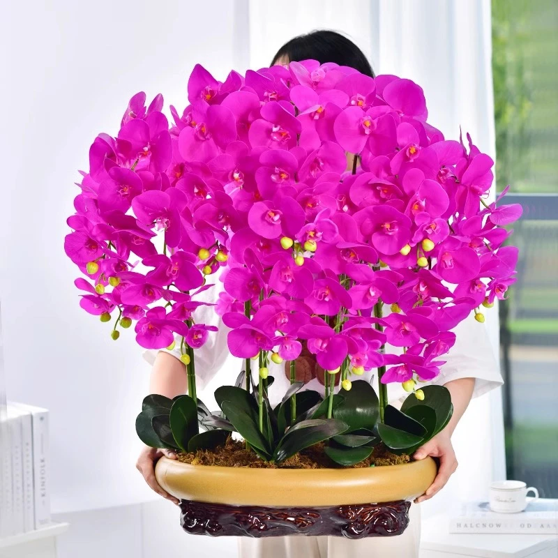 手感蝴蝶兰假花仿真花摆设客厅室内装饰花餐桌花摆花高端花艺摆件
