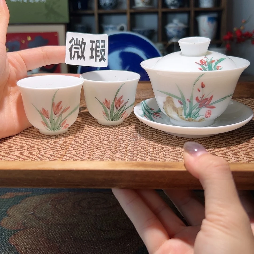 【闪购商品】筱*微瑕 手绘 盖碗
